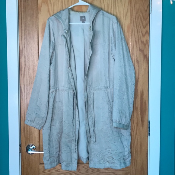 J. Jill Jackets & Blazers - J. Jill Crinkle Cinch Waist Hooded Light Weight Zip Anorak Jacket Size Large